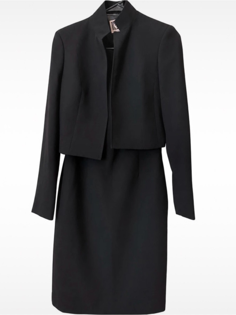 Anne Klein Black Long-Sleeve Dress with Cropped Jacket
